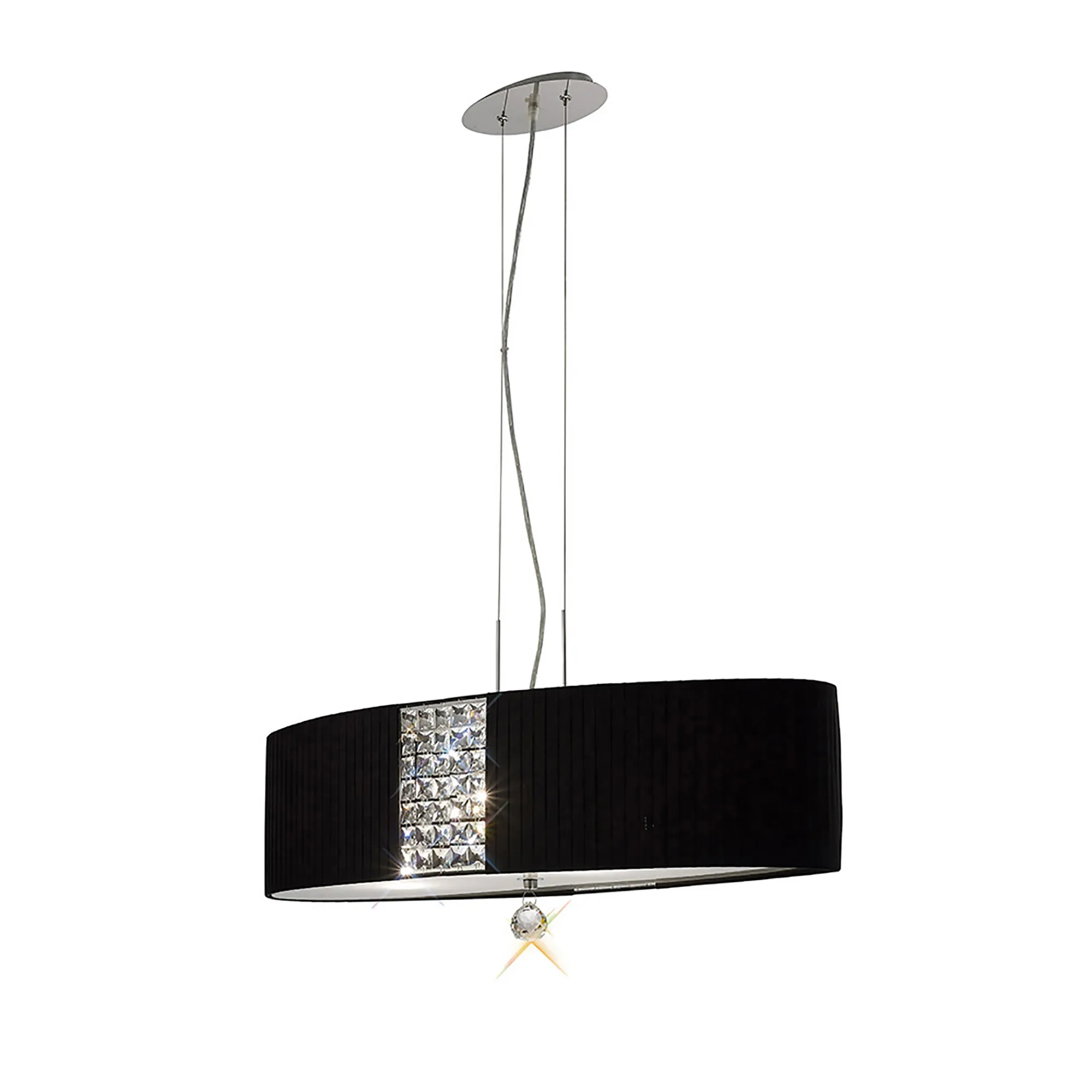 Evelyn Polished Chrome-Black Crystal Ceiling Lights Diyas Linear Crystal Fittings